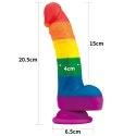 Tęczowe dildo elastyczne z przyssawką 20,5 cm