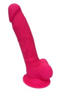 REAL LOVE DILDO WITH BALLS 7INCH FUCHSIA