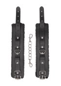 Plush Bonded Leather Hand Cuffs - With Adjustable Straps