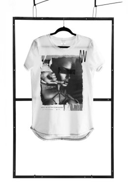 T-shirt men white L fashion